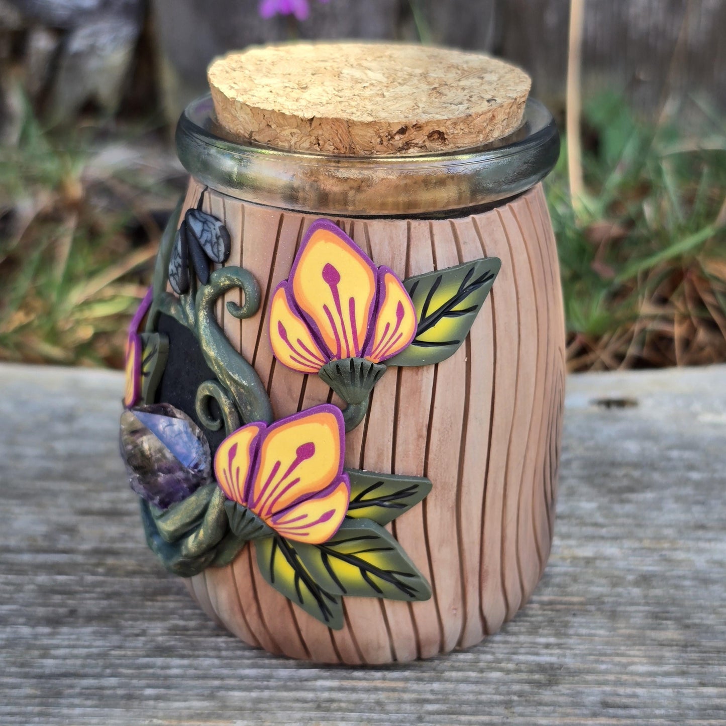 Stash Jar, Art Deco with Amethyst