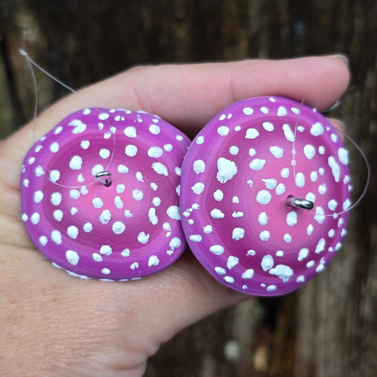 Pink Toadstool Ornament with Amethyst