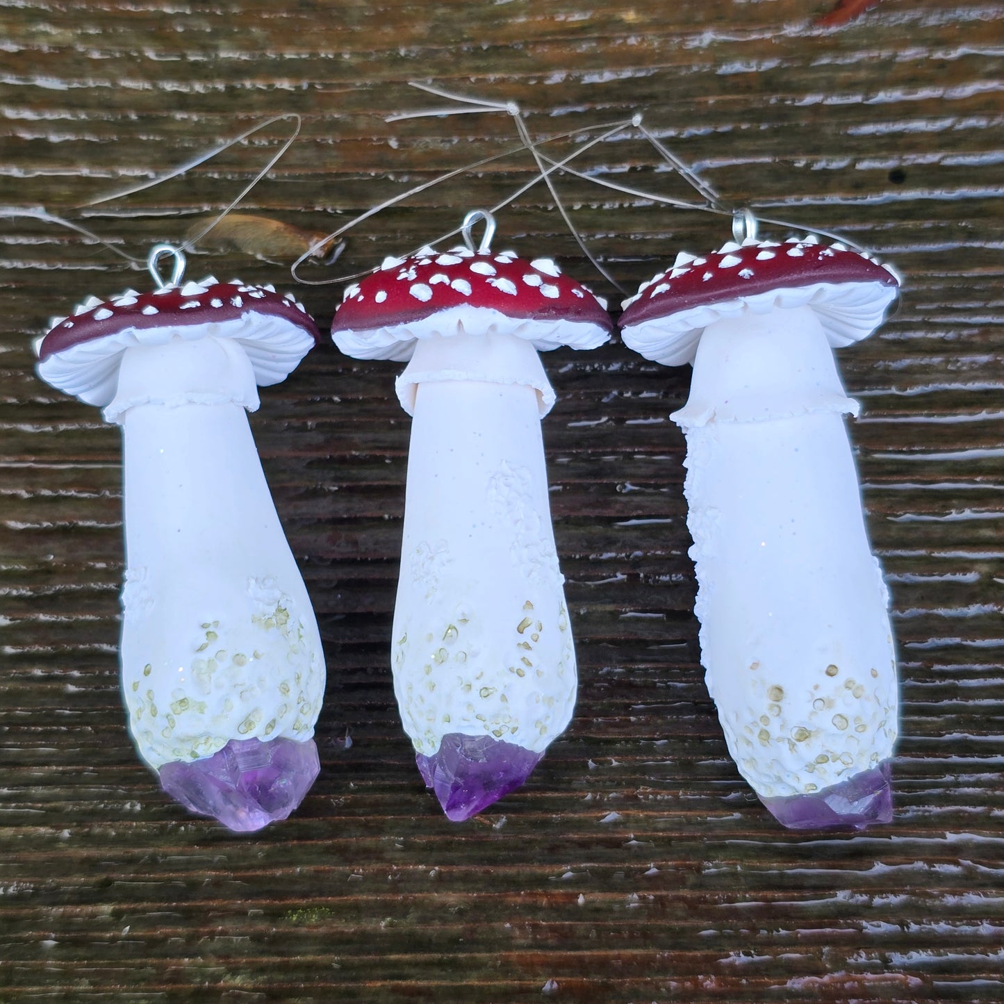 Toadstool Ornament with Amethyst