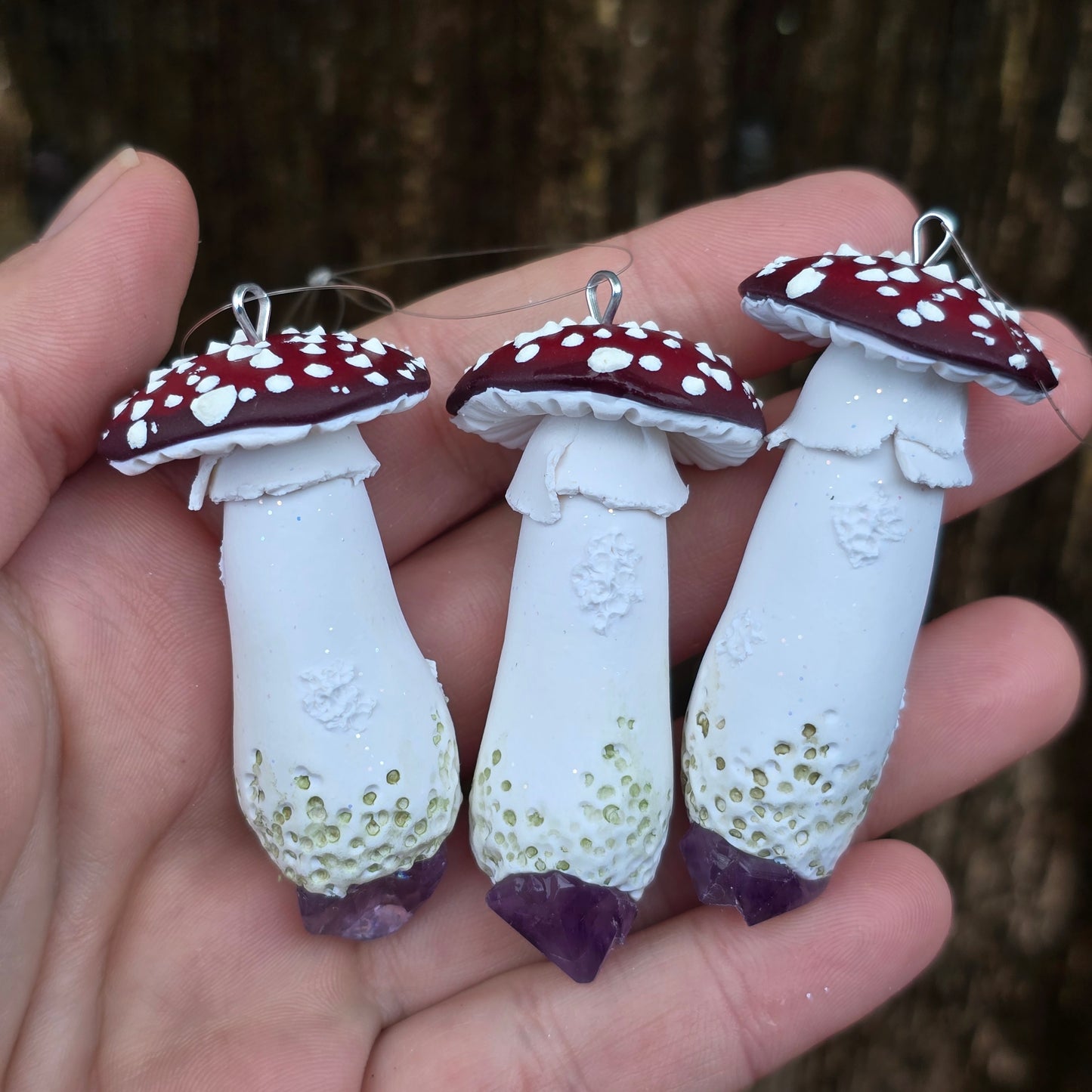 Toadstool Ornament with Amethyst