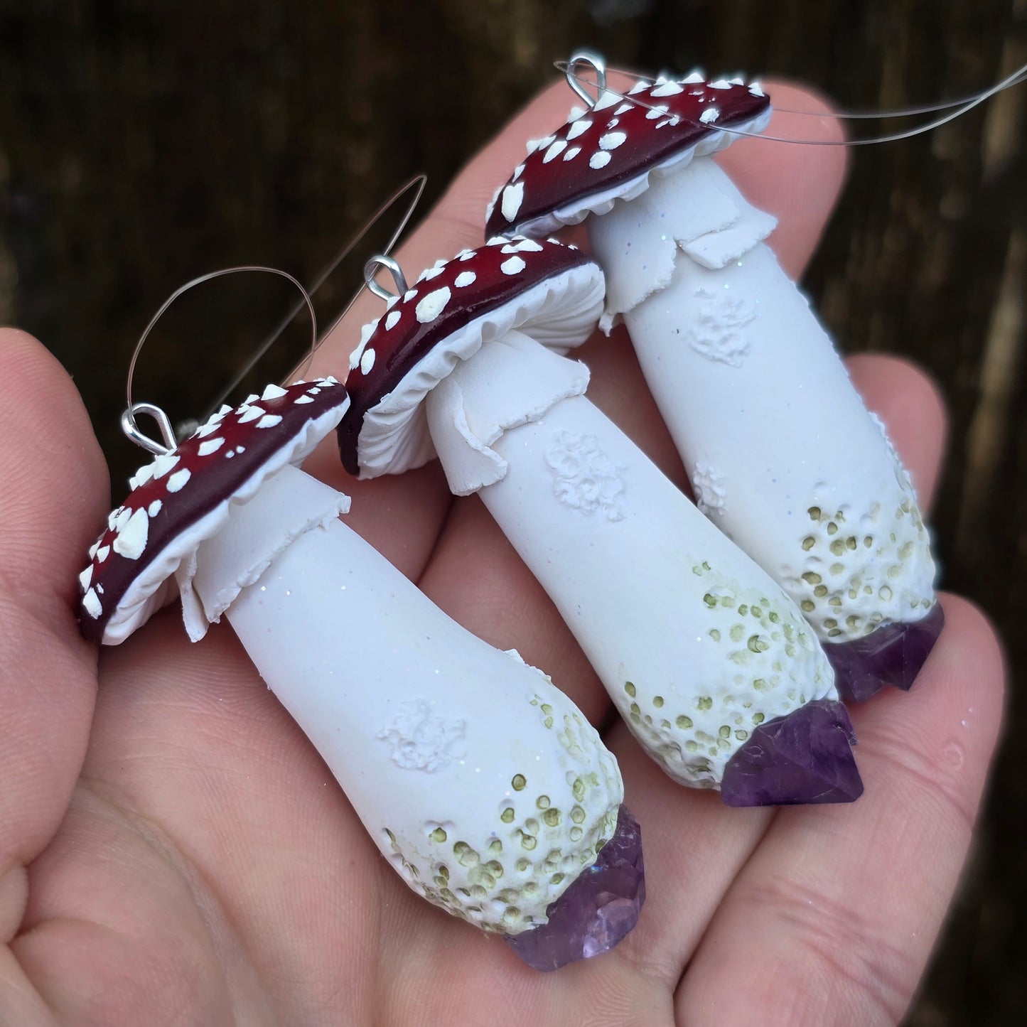 Toadstool Ornament with Amethyst