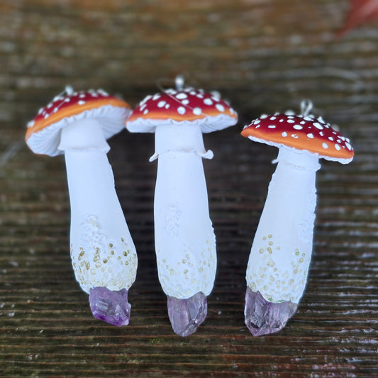 Toadstool Ornament with Amethyst