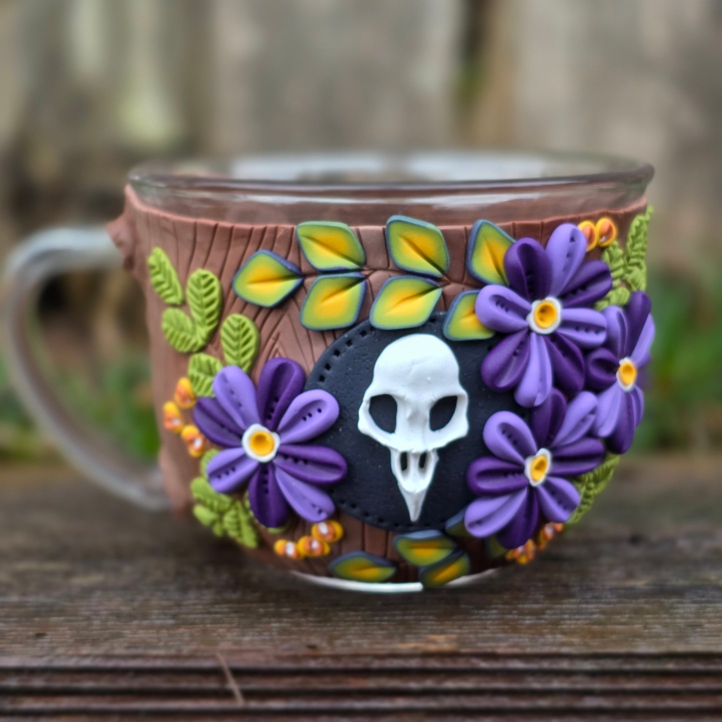 Floral Raven Skull Mug (1)