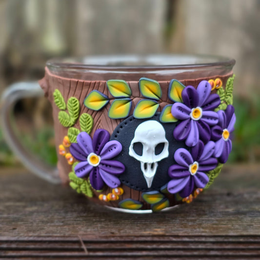 Floral Raven Skull Mug (1)