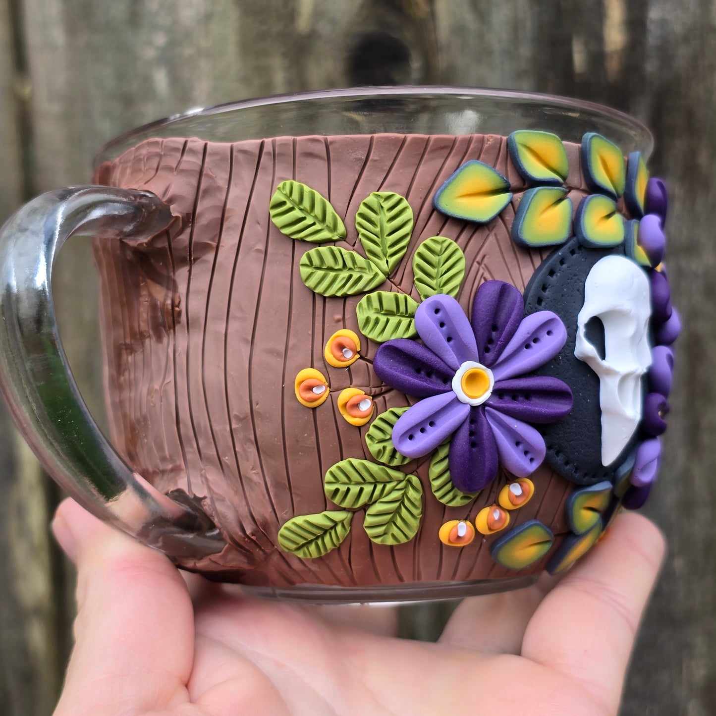 Floral Raven Skull Mug (1)