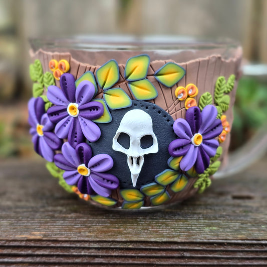 Floral Raven Skull Mug (2)