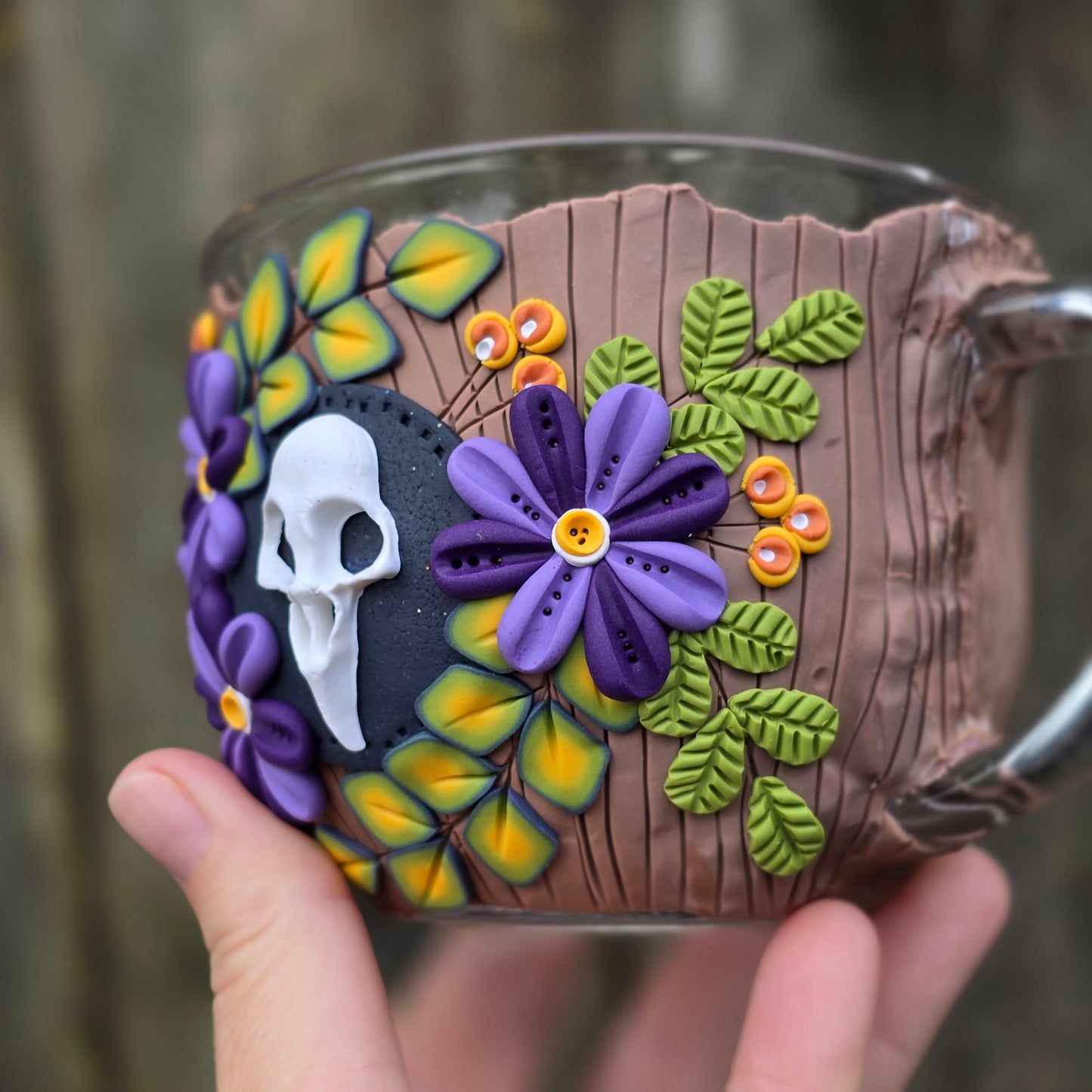 Floral Raven Skull Mug (2)