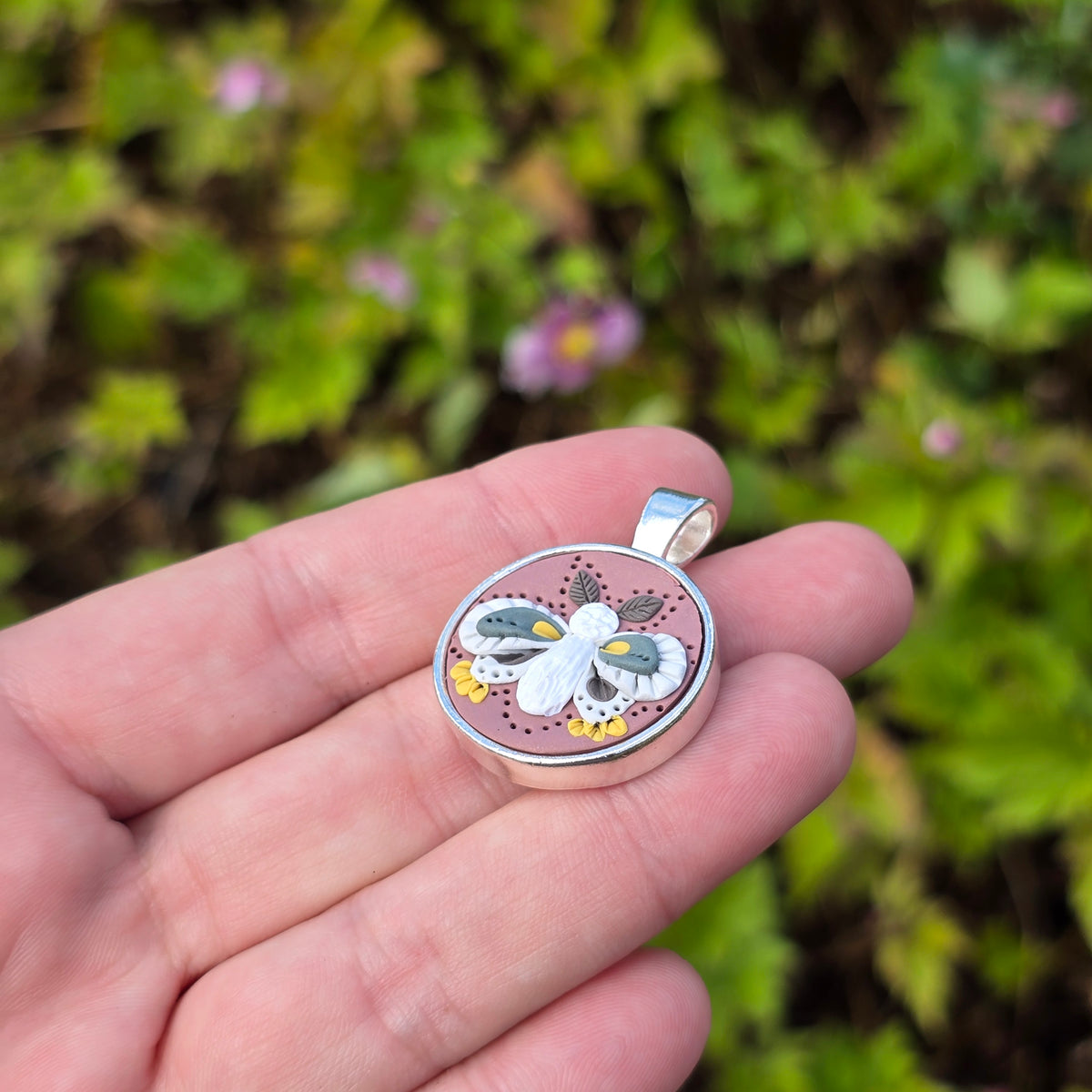 Moth Pendant • mauve