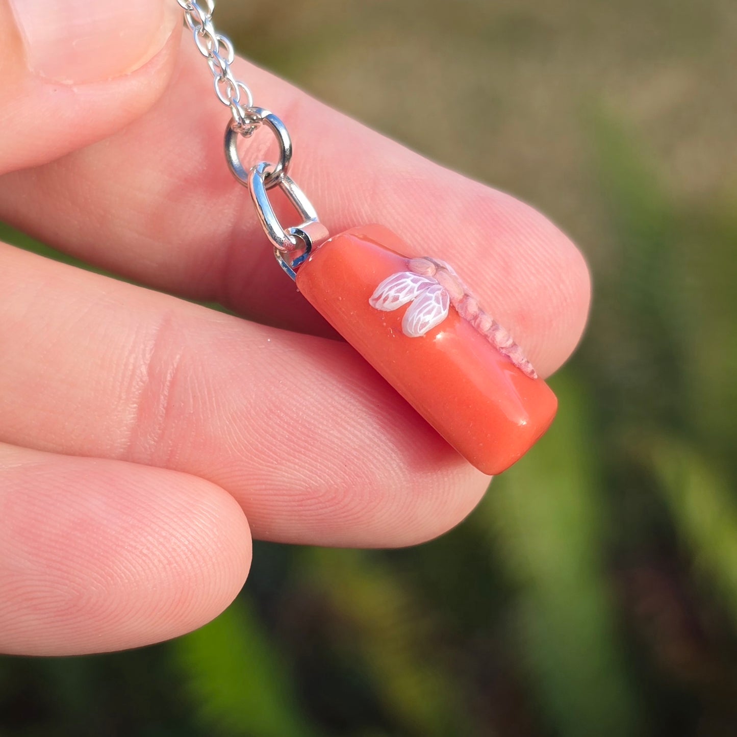 Dragonfly Pendant • coral