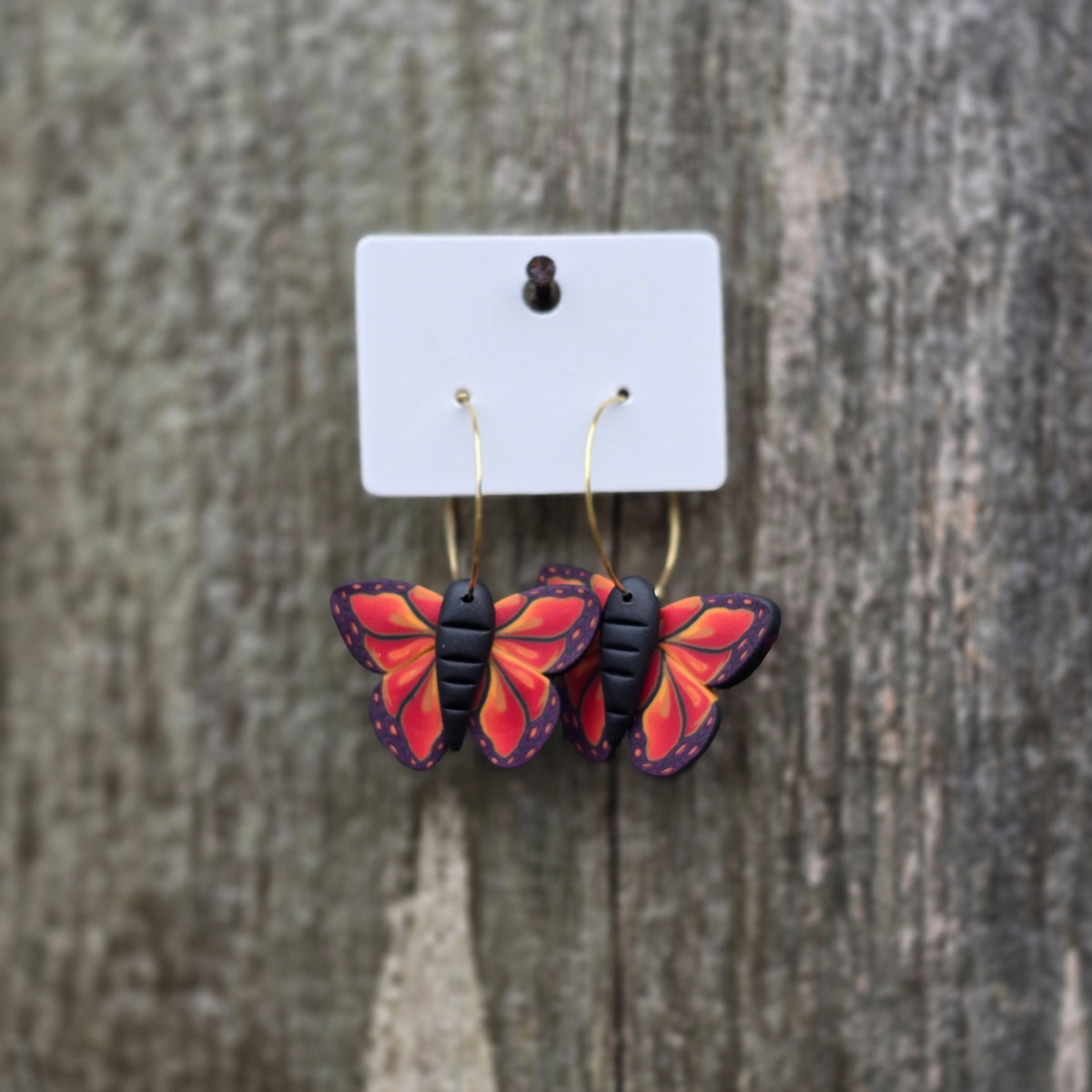 Butterfly Earrings • red millefiori
