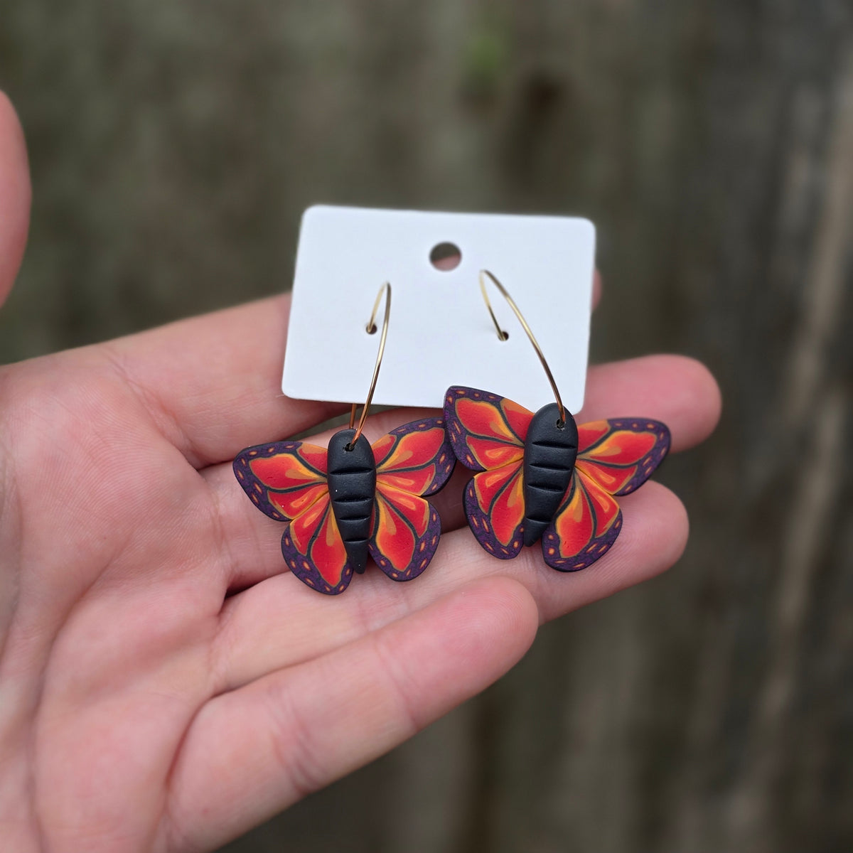 Butterfly Earrings • red millefiori