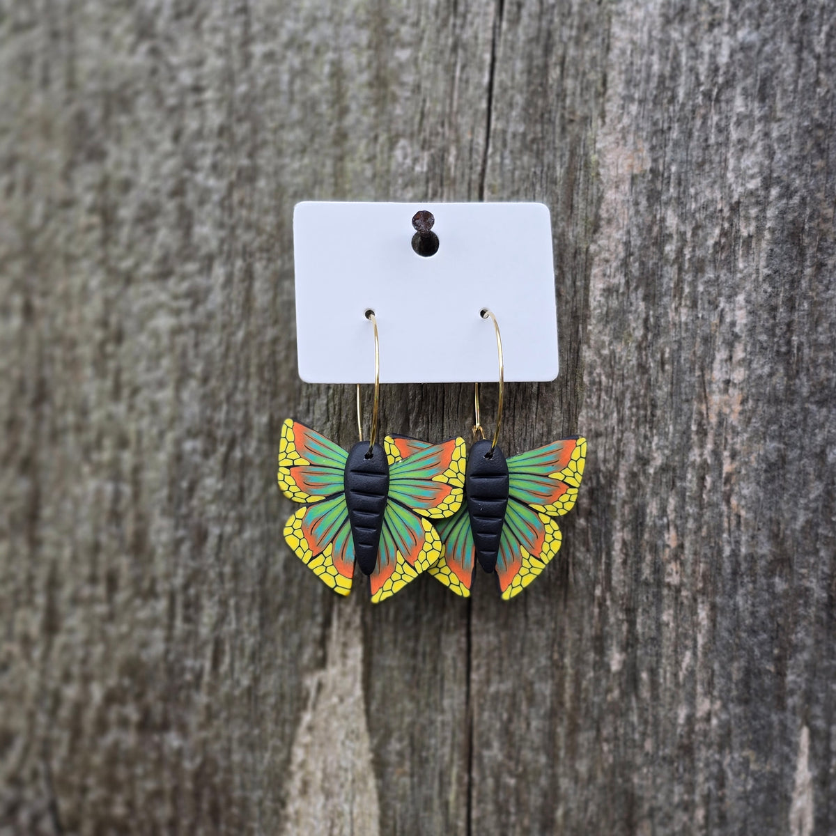 Butterfly Earrings • green & gold