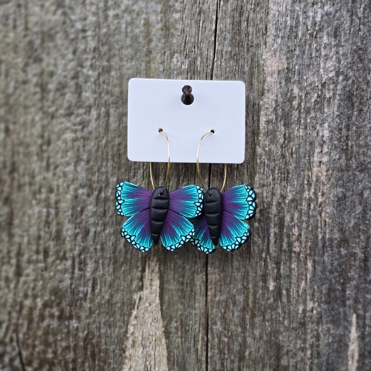 Butterfly Earrings • purple & teal