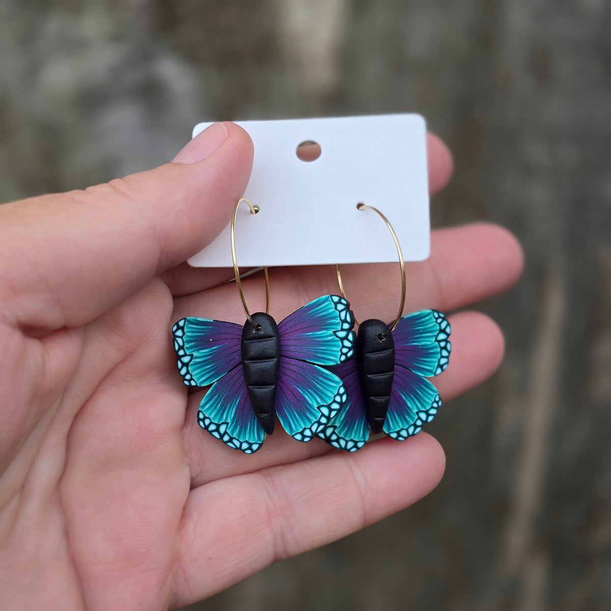 Butterfly Earrings • purple & teal