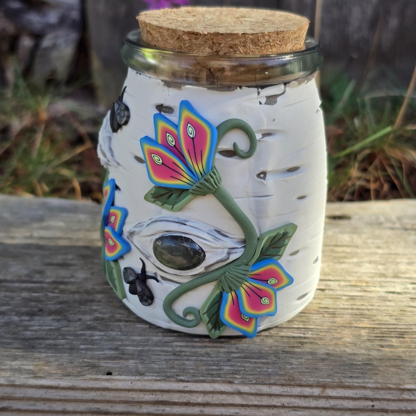 Stash Jar, Aspen Tree bark with Labradorite