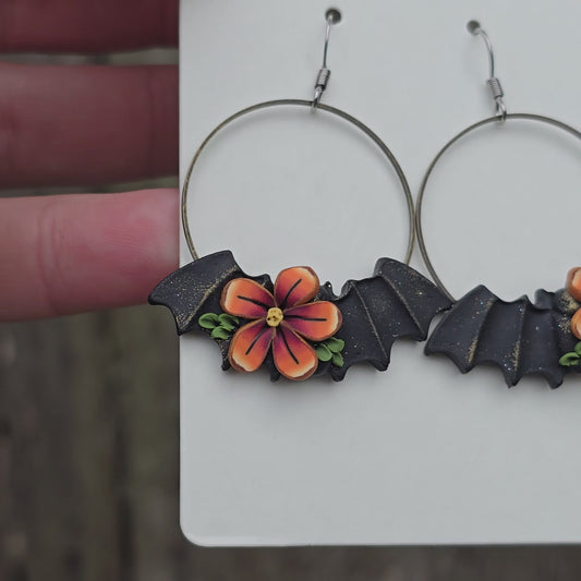 Bat Earrings • sunset blend floral