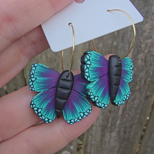 Butterfly Earrings • purple & teal