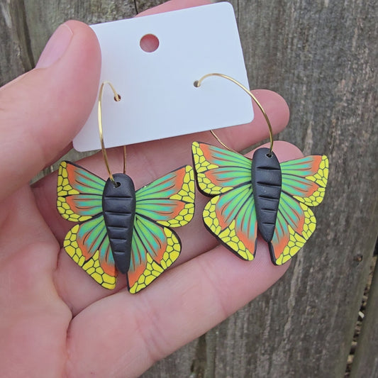 Butterfly Earrings • green & gold