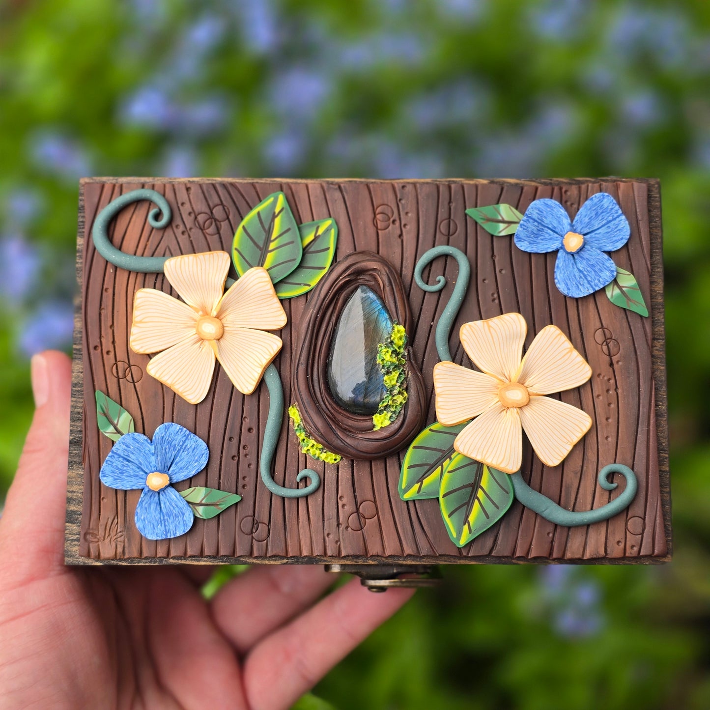 Art Deco Floral Labradorite Box (small)