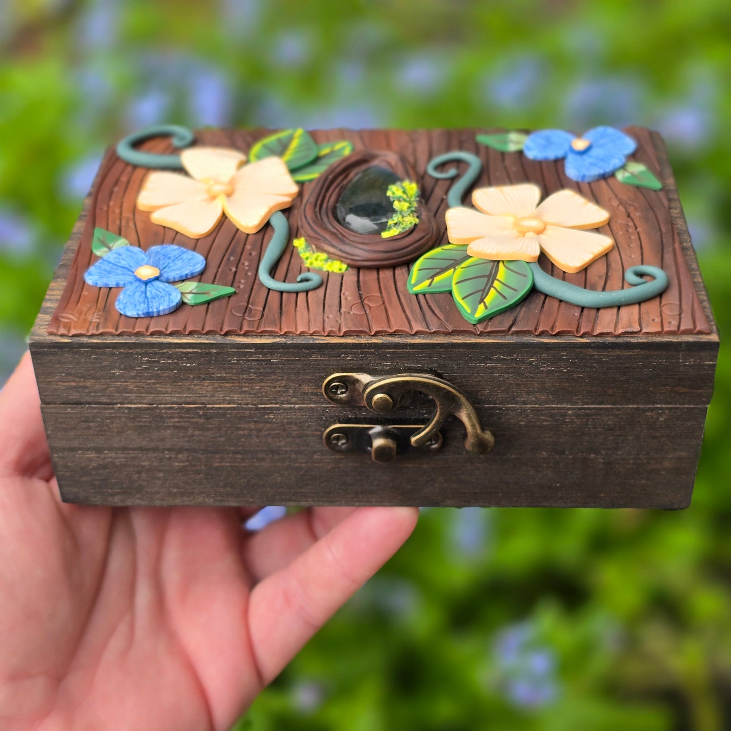 Art Deco Floral Labradorite Box (small)