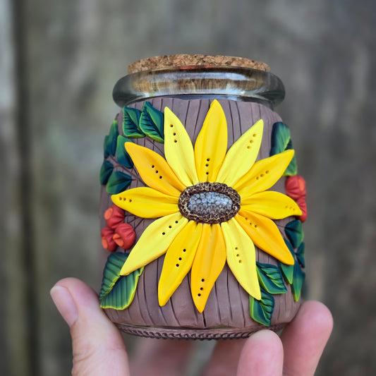 Stash Jar, Sunflower with Snake Skin Jasper